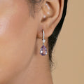 Lilac Amethyst Halo Earrings For Women