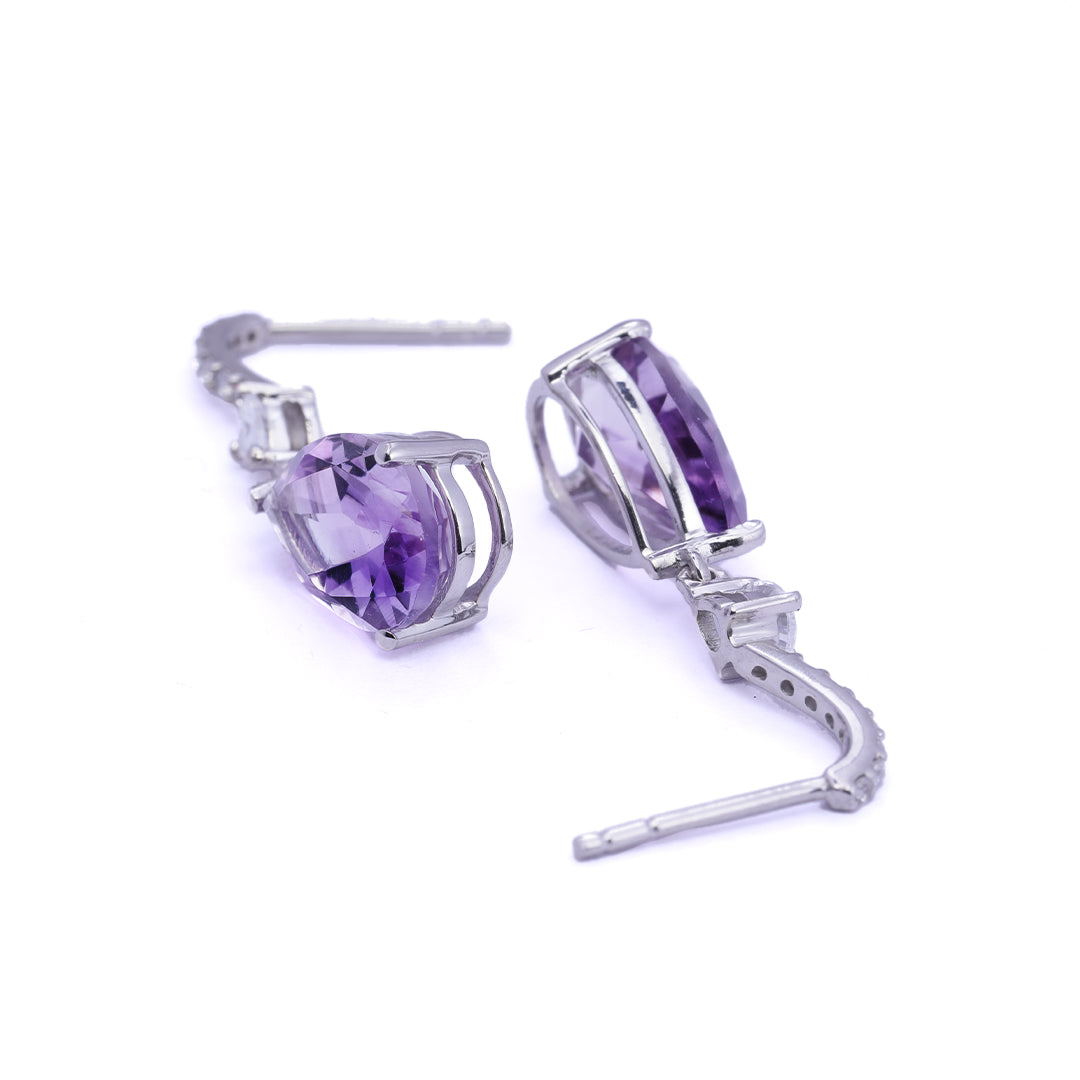 An image showing Lilac Amethyst Halo Earrings.