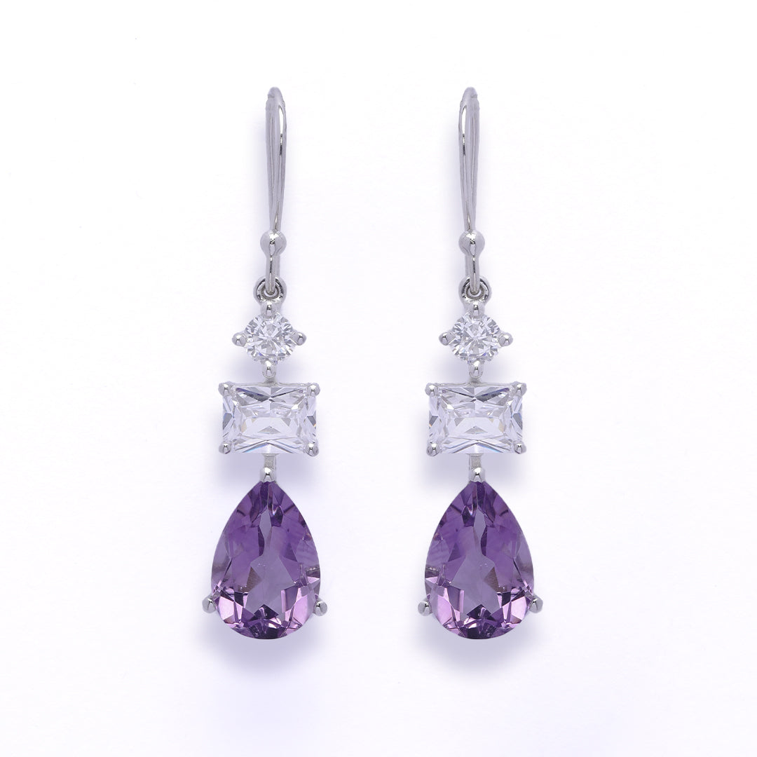 An image showing Lavender Amethyst Drop Earrings.