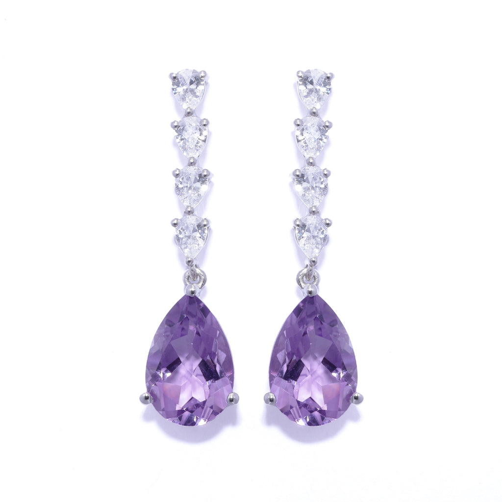 An image showing Purple Amethyst Elegance Silver Earrings.