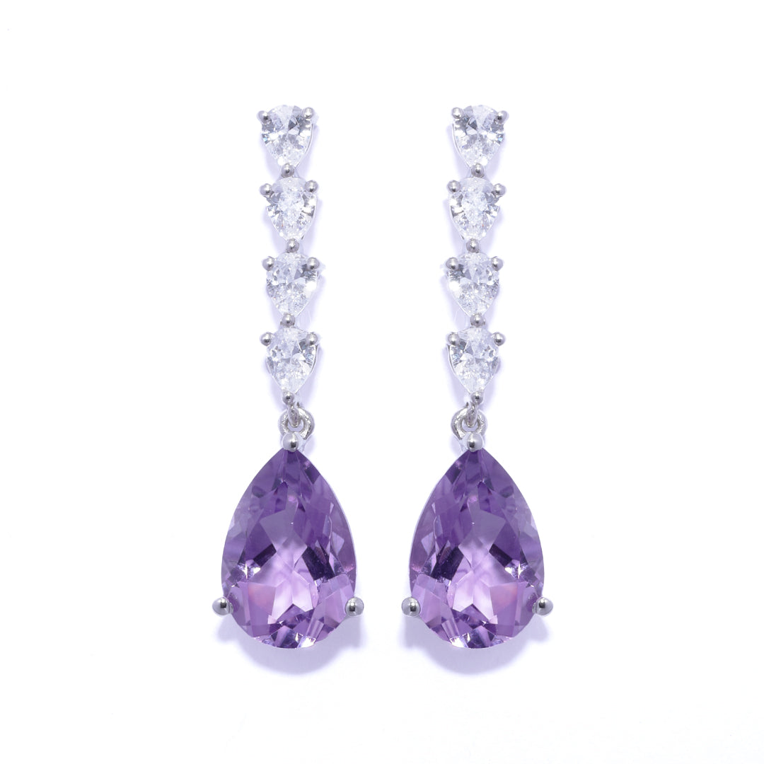 An image showing Purple Amethyst Elegance Silver Earrings.