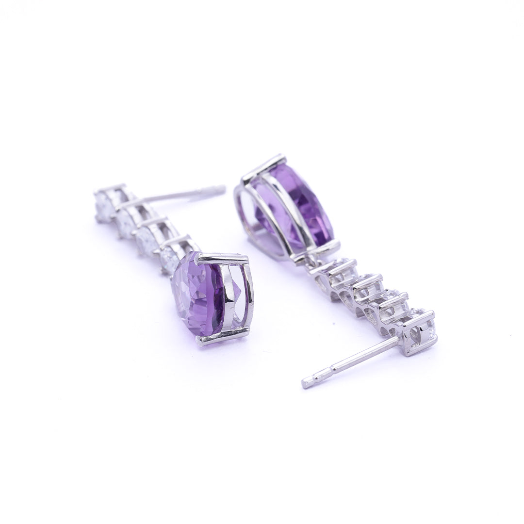 An image showing Purple Amethyst Elegance Silver Earrings.