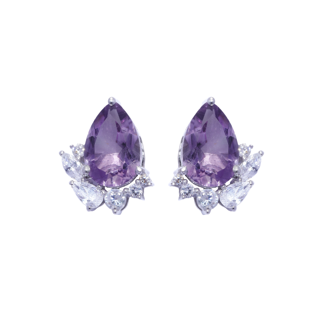 Trinity: Purple Amethyst Stud Earrings