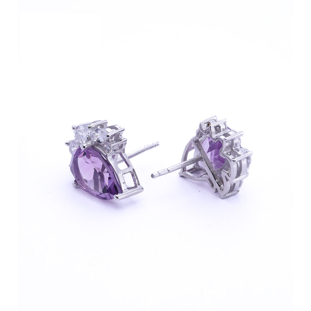 Trinity: Purple Amethyst Stud Earrings
