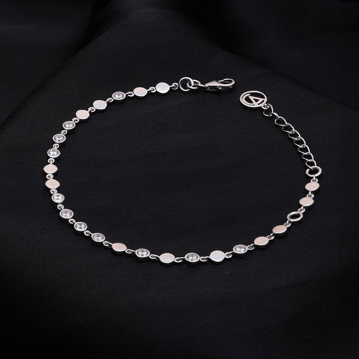 Elegant Silver Finish Tennis Bracelet with Diamond Accents