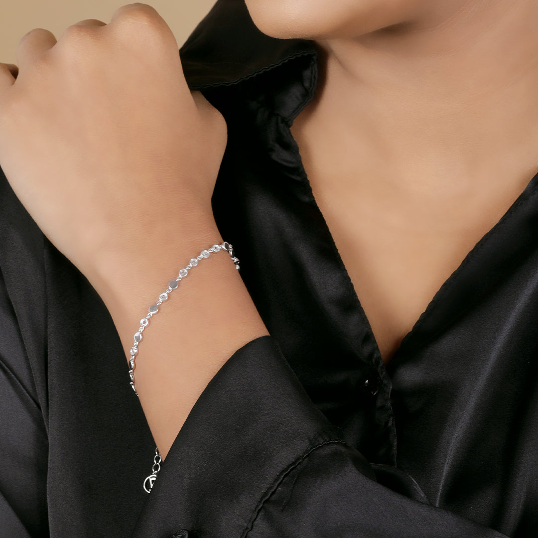 Elegant Silver Finish Tennis Bracelet with Diamond Accents