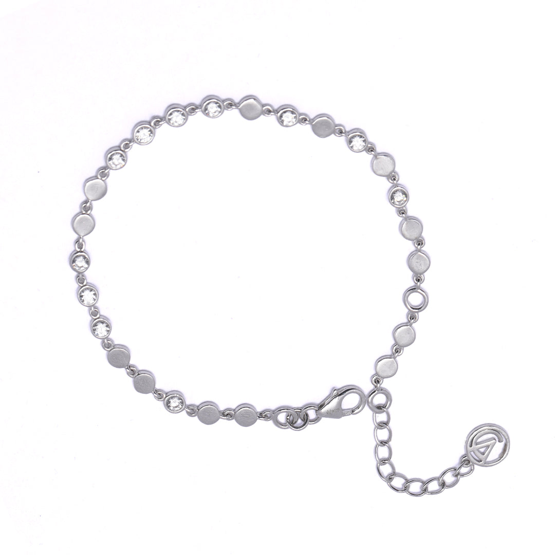 Elegant Silver Finish Tennis Bracelet with Diamond Accents