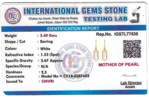 Classic Beauty Mother of Pearl Delight Drop Earrings & Pendant with Golden Chain & 10gm Silver Coin MMTC PAMP Gift Hamper