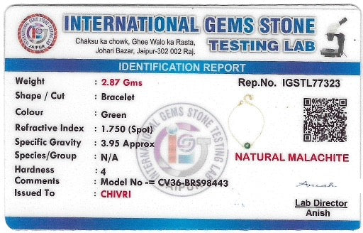 Lush Malachite Splendour Sparkling Cubic Zirconia Earring, Pendant, Golden Chain, Bracelet With 10gm Silver Coin MMTC PAMP Gift Hamper