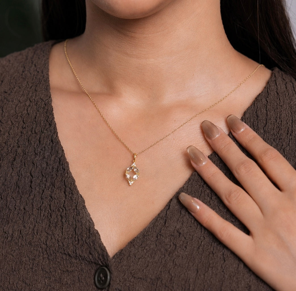 Whispering Leaves: Green Amethyst Pendant