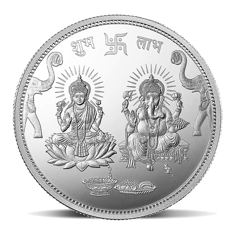 A Silver Coin featuring Ganesh Lakshmi Ji of 999.9 20 gm.