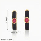 Oval-Sealed Column: Pink Quartz Hoop Earrings