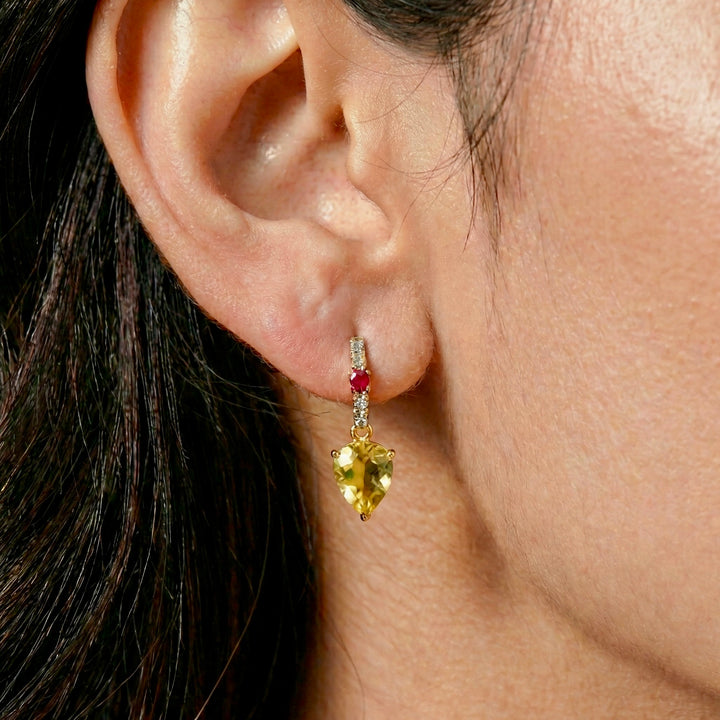 Golden Radiance: Lemon & Pink Quartz Earrings