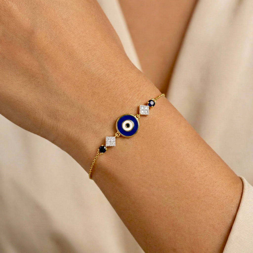 Mystic Protector: Evil Eye Black Spinel Bracelet