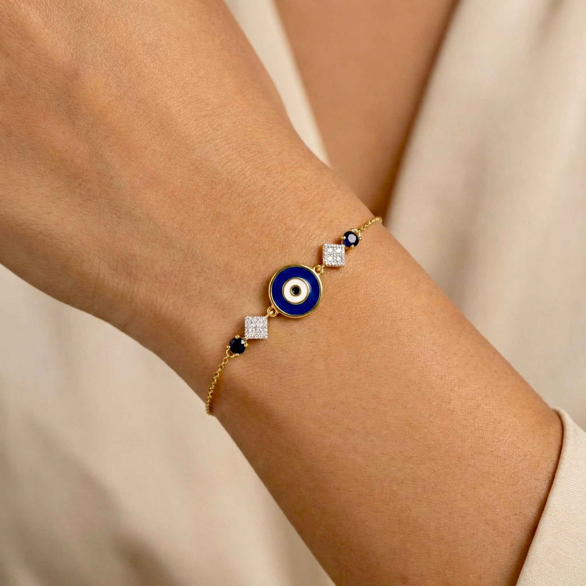 Mystic Protector: Evil Eye Black Spinel Bracelet