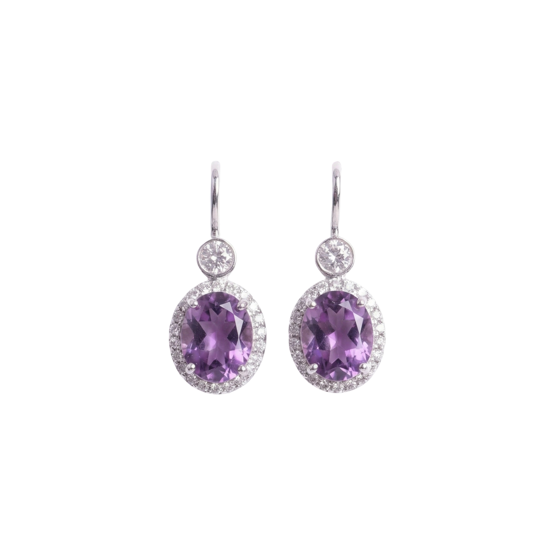 Oval Bloom: Purple Amethyst Earrings