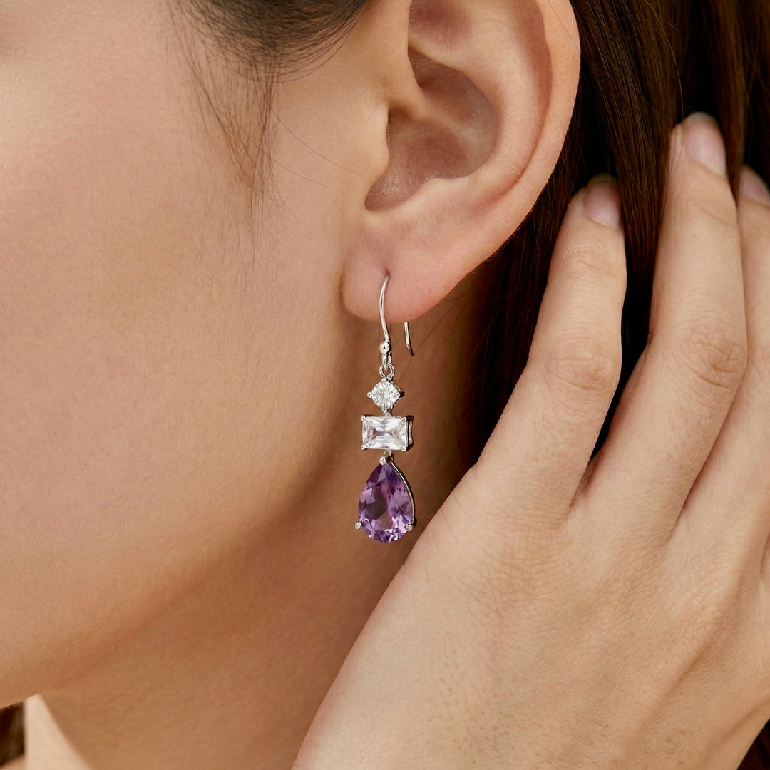 Lavender Love: Purple Amethyst Drop Earrings