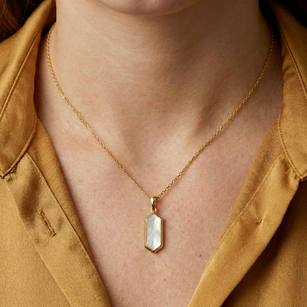 Hexagon Beauty: Mother of Pearl Pendant