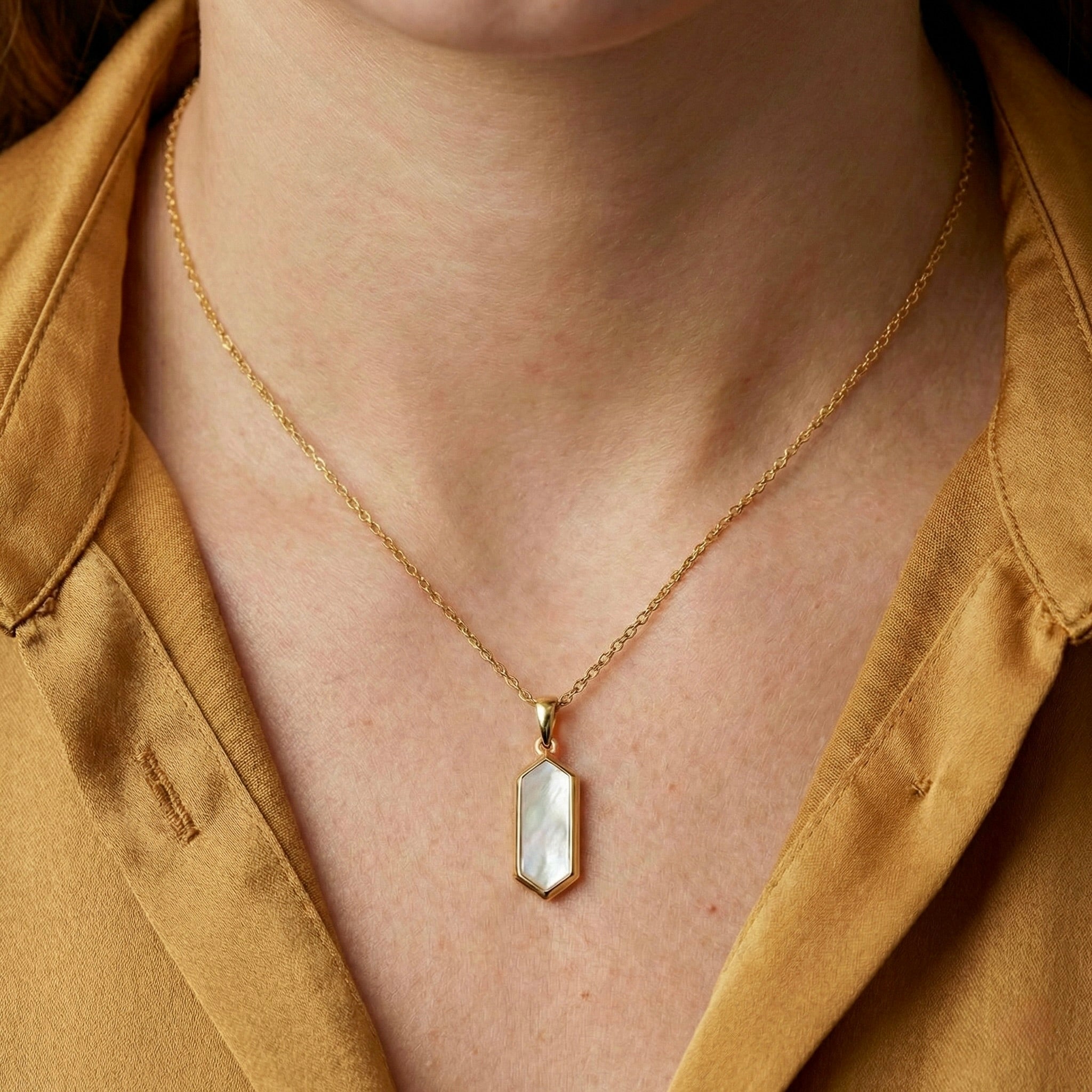 Hexagon Beauty: Mother of Pearl Pendant