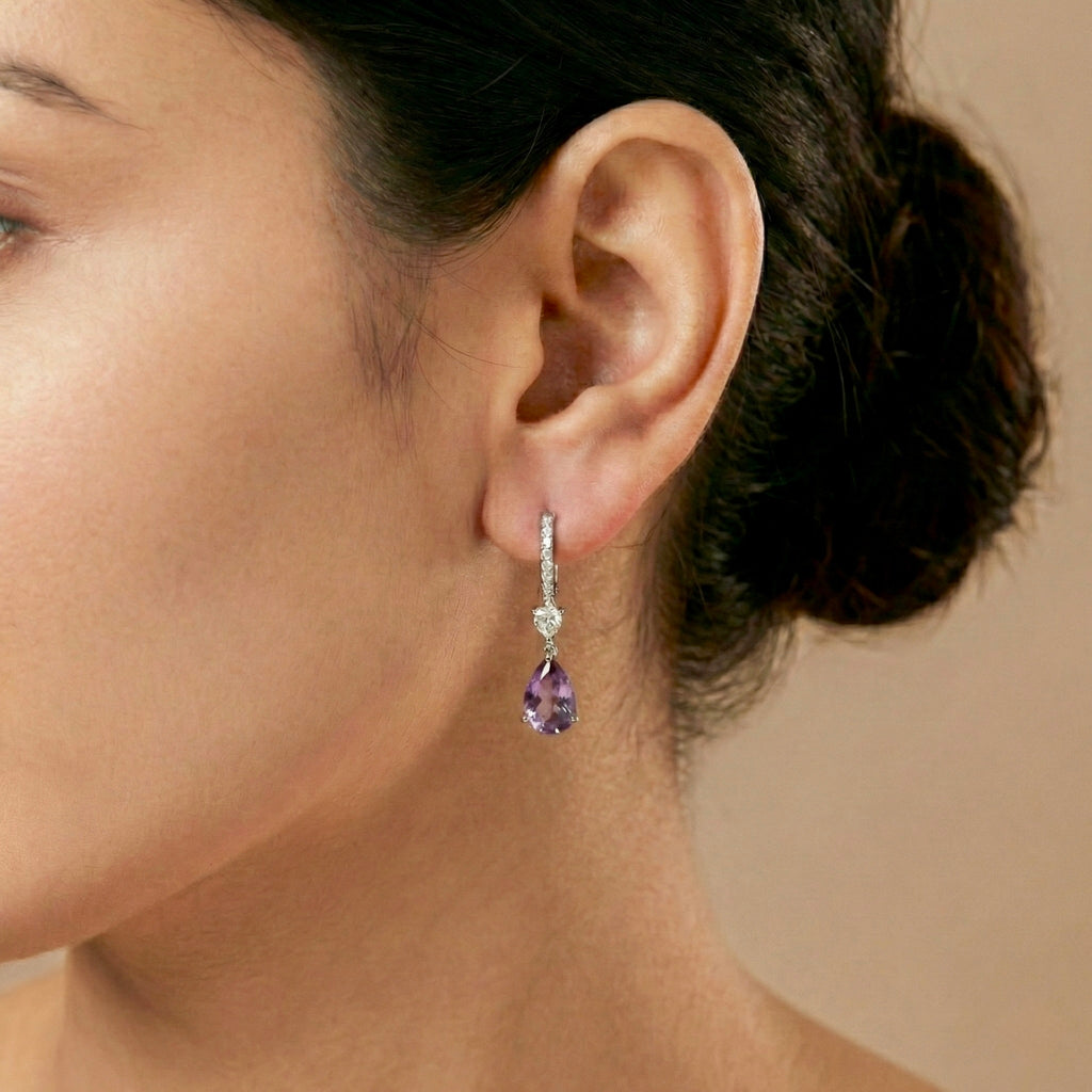 Lilac Halo: Purple Amethyst Earrings