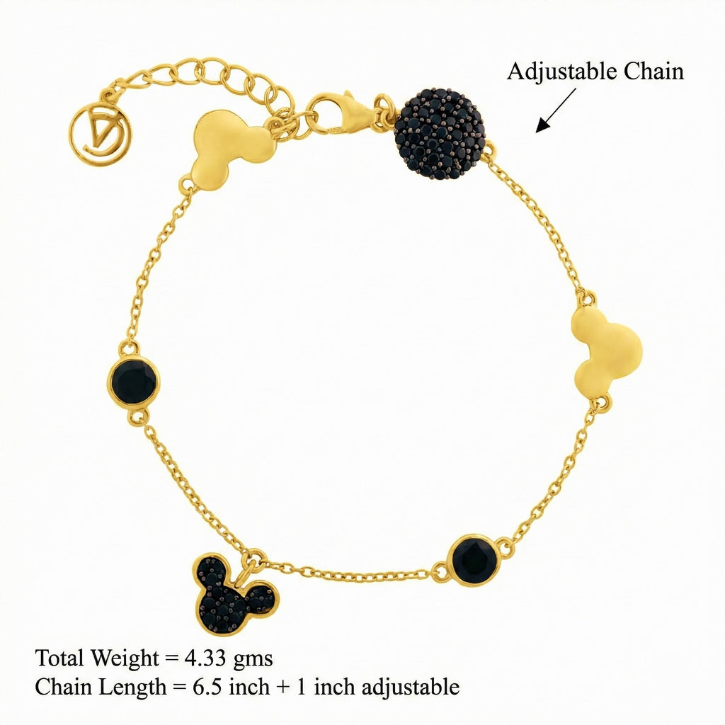Mickey Mouse: Black Spinel Bracelet