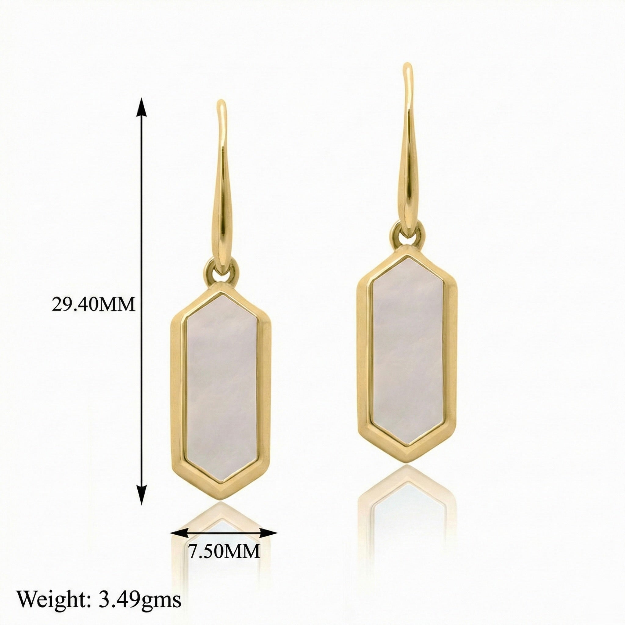 Hexagon Beauty: Mother of Pearl Drop Earrings
