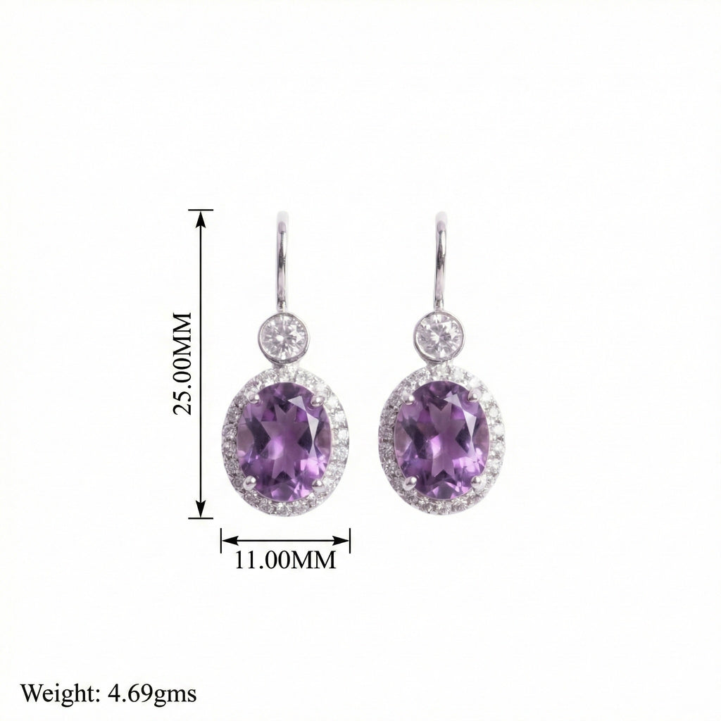 Oval Bloom: Purple Amethyst Earrings