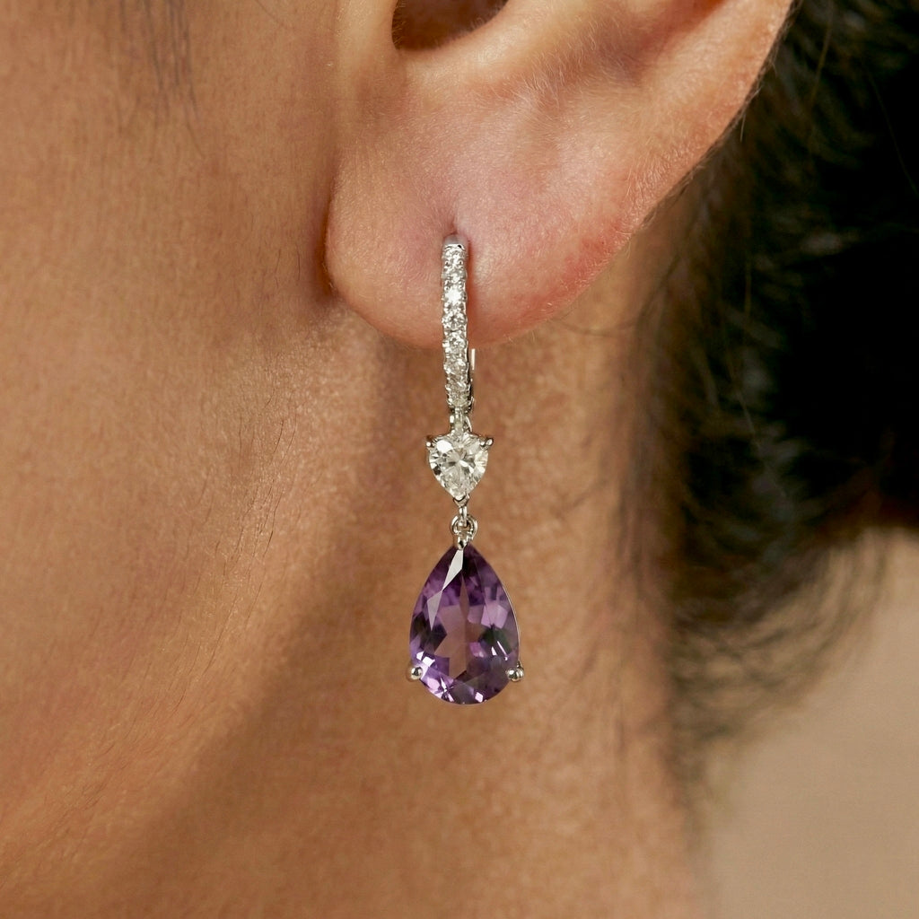 Lilac Halo: Purple Amethyst Earrings