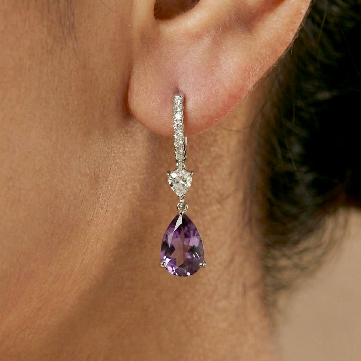 Lilac Halo: Purple Amethyst Earrings