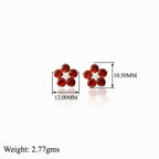 Scarlet Cluster: Red Garnet Stud Earrings