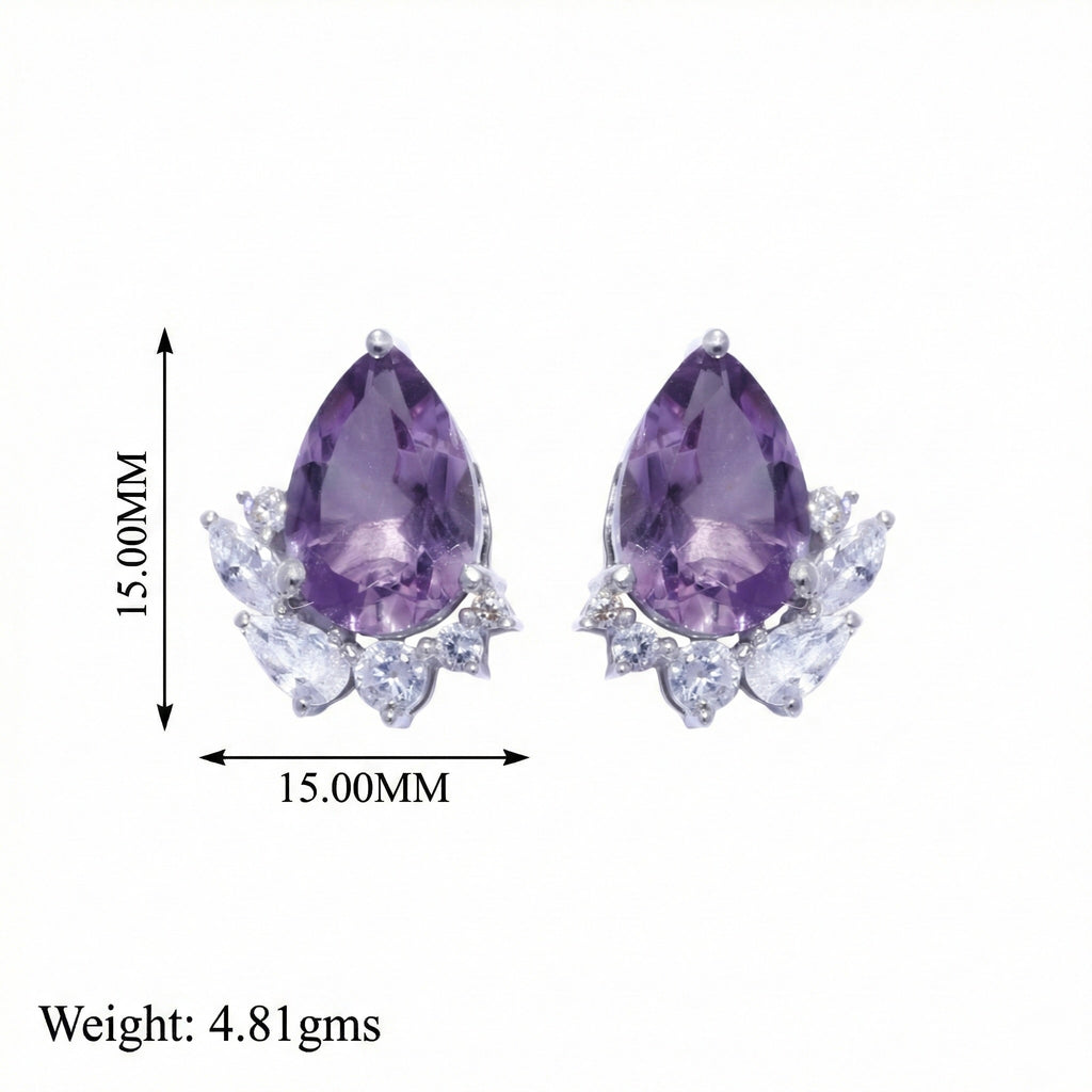 Trinity: Purple Amethyst Stud Earrings