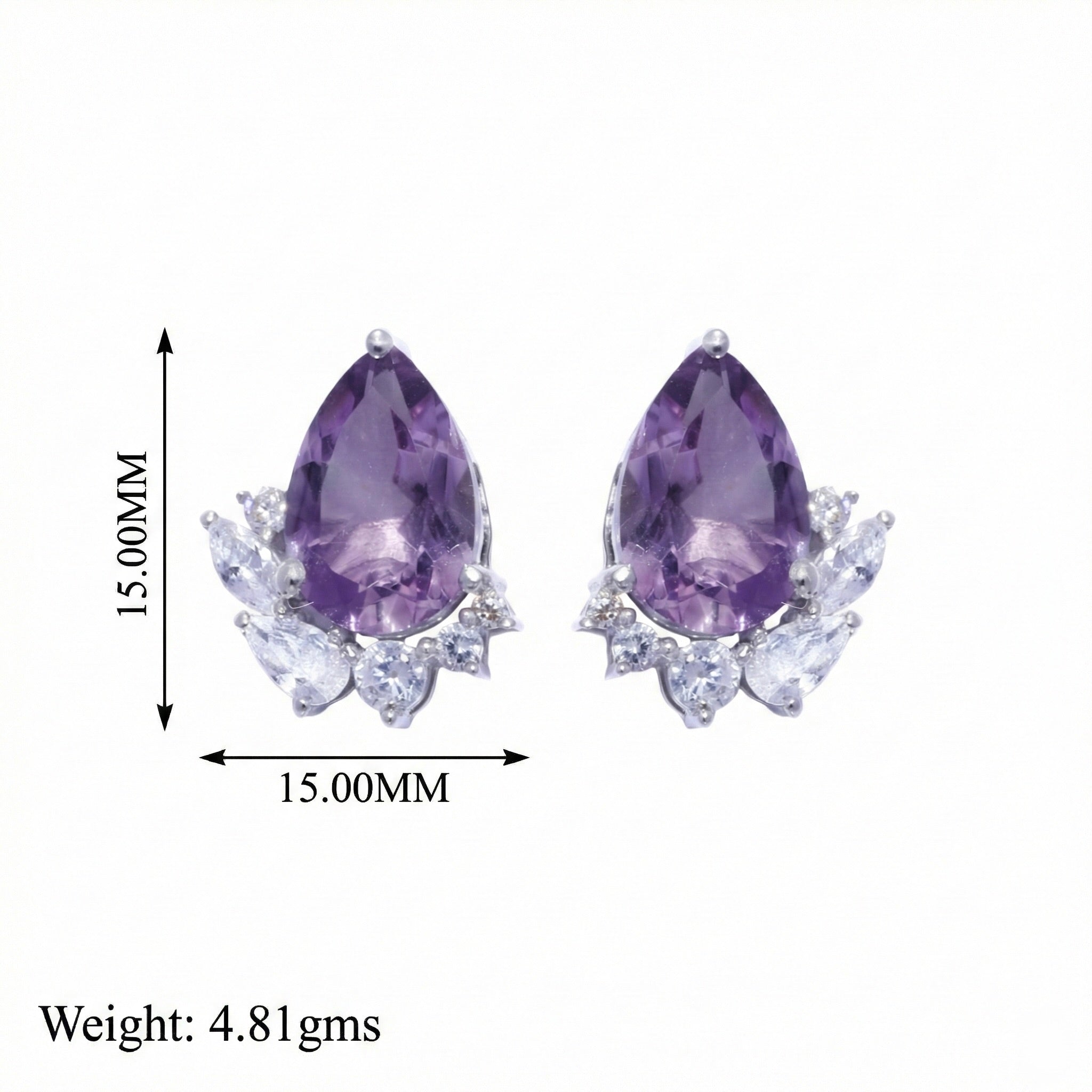 Trinity: Purple Amethyst Stud Earrings