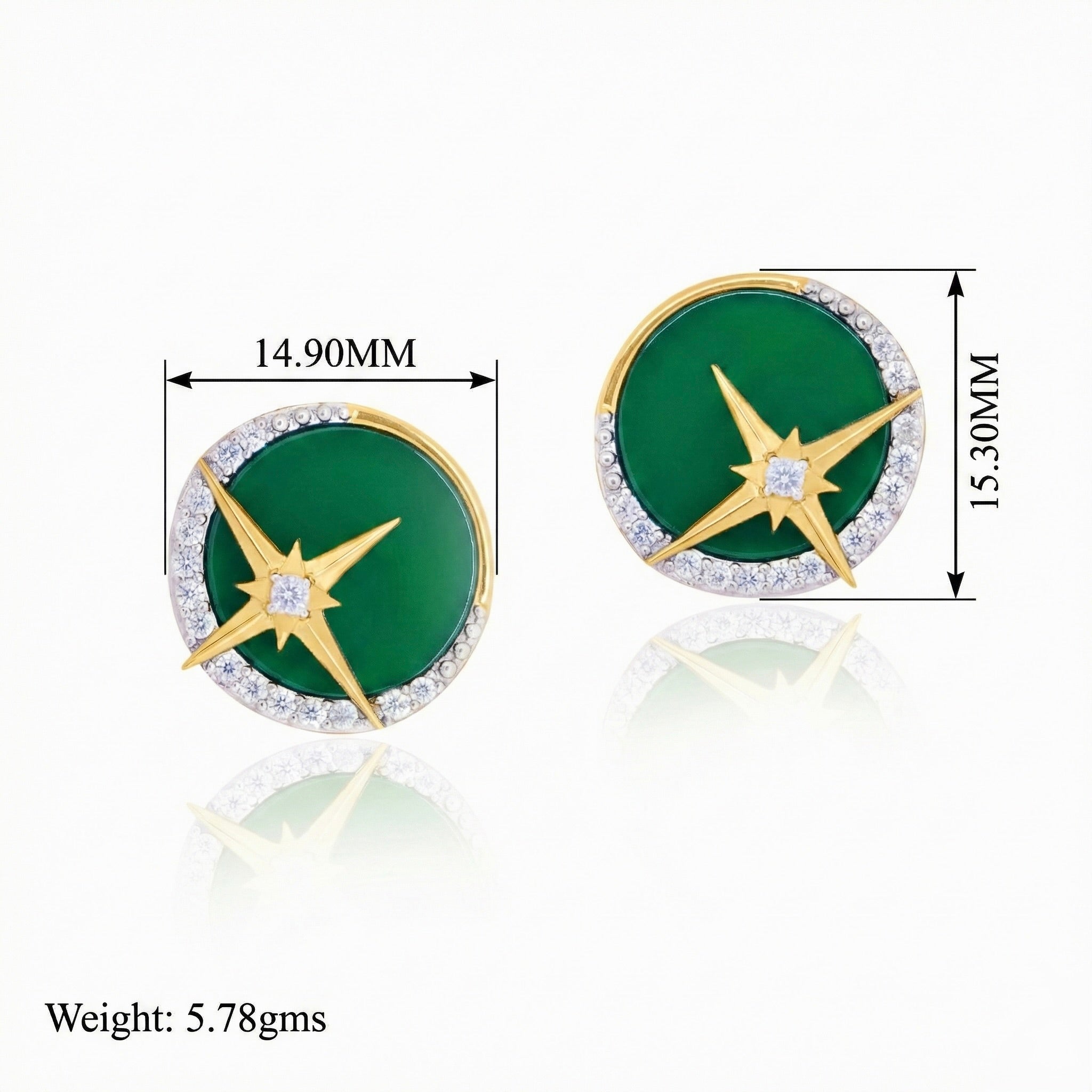 Galaxy Star: Green Onyx Stud Earrings