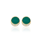A Glamorous Green Malachite Earring with Cubic Zirconia, Luxe Gold Finishing.