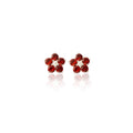 Scarlet Cluster: Red Garnet Stud Earrings