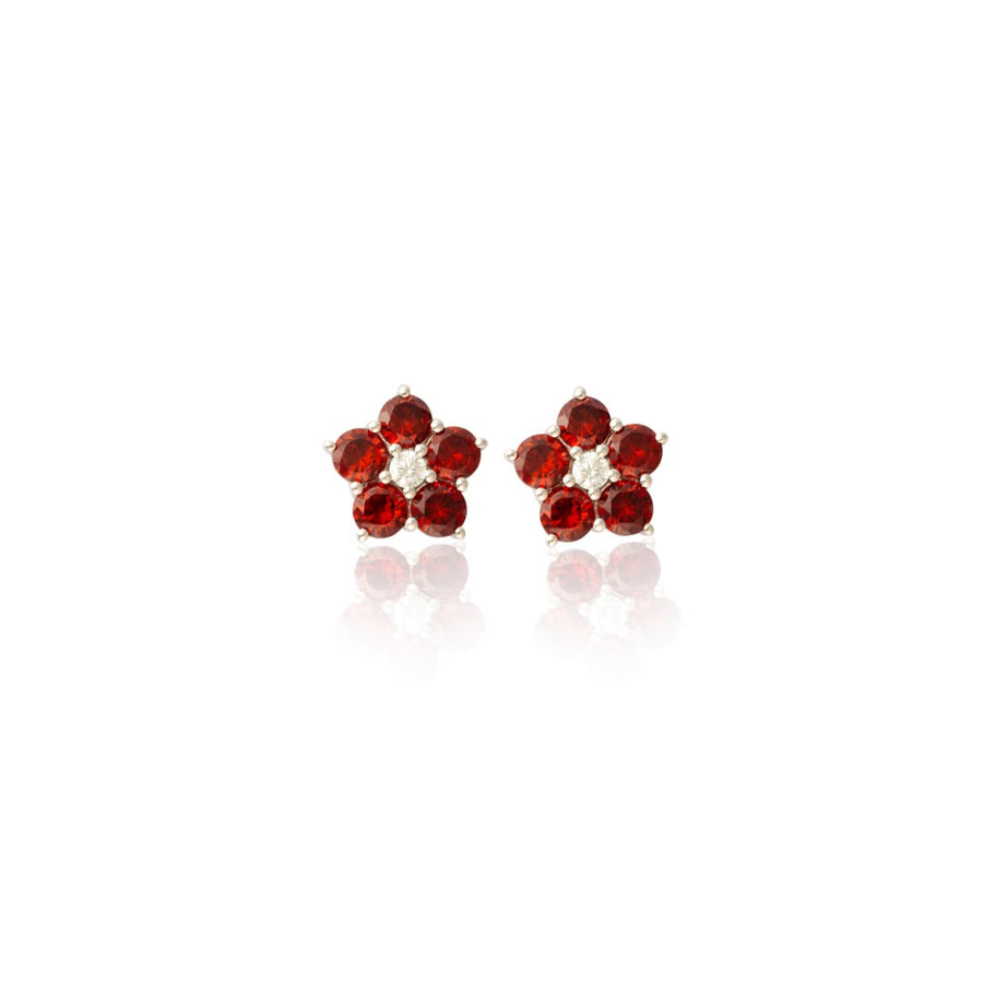 Silver Studs featured with Red Garnet and Cubic Zirconia.
