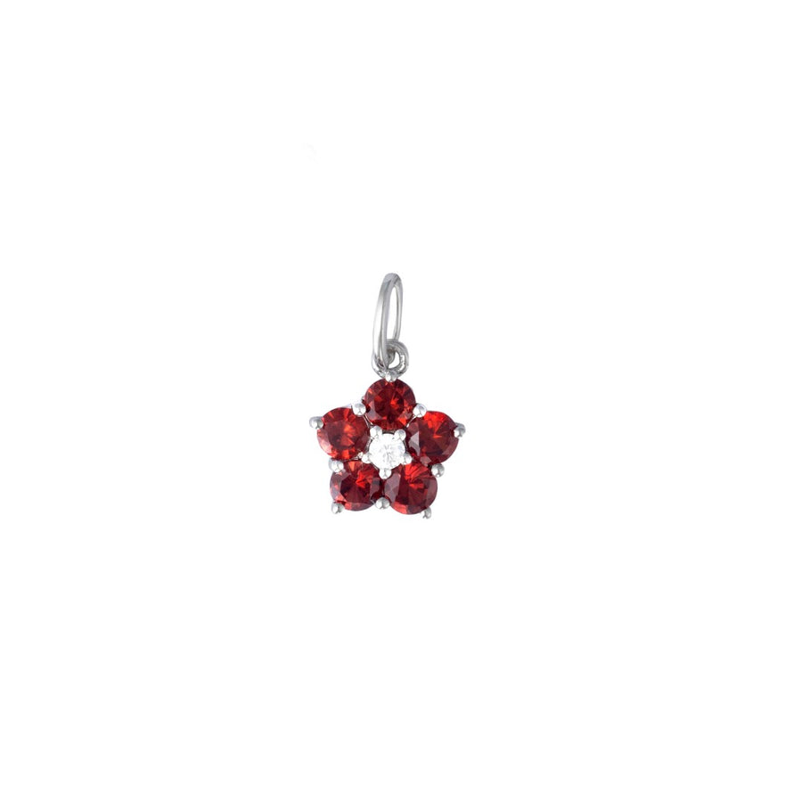 A Silver Pendant featured with Red Garnet and Cubic Zirconia.