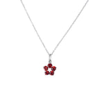  A Silver Pendant with Chain featured with Red Garnet and Cubic Zirconia.
