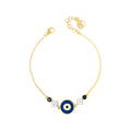 A Gold-Finished Black Spinel Bracelet featuring Evil Eye.