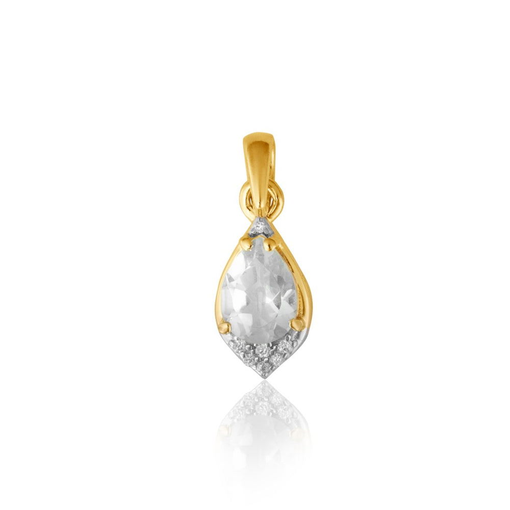A Pendant which is Gold-Finished with Green Amethyst and Cubic Zirconia.