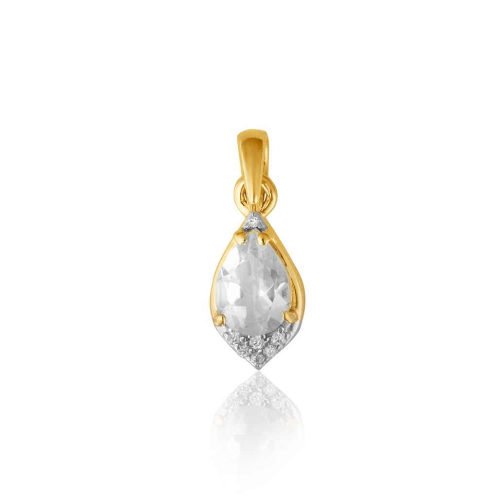 A Pendant which is Gold-Finished with Green Amethyst and Cubic Zirconia.