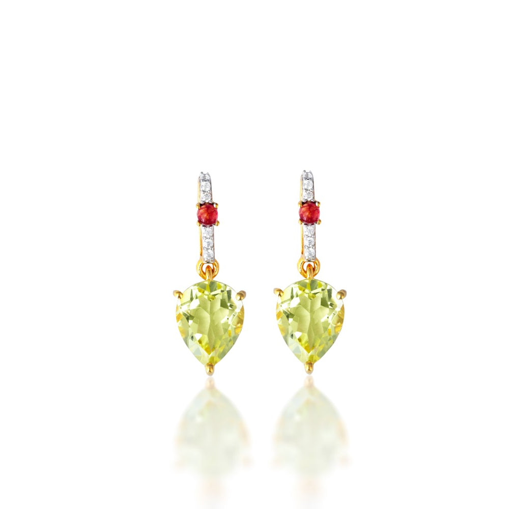 CHIVRI's Lemon and Pink Earrings with Cubic Zirconia.