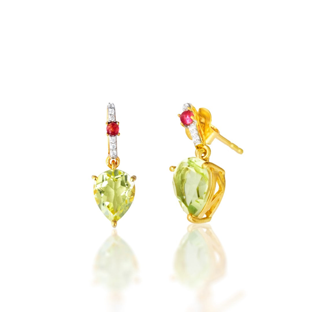  CHIVRI's Lemon and Pink Earrings with Cubic Zirconia.