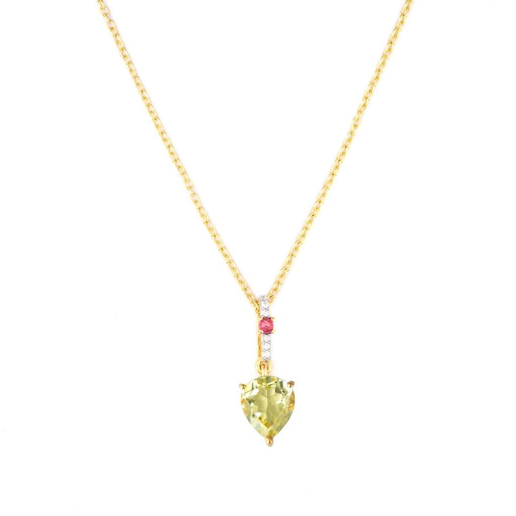  CHIVRI's Lemon and Pink Pendant with Chain with Cubic Zirconia.