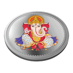 A Silver Coin featuring Lord Ganesha with 999.9 Purity of 50 gm.