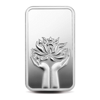 A 100 gm Silver Bar featuring Lotus of 999.9 Purity.
