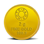 A Gold Coin featuring Lakshmi Ji 24k of 2 gm with 999.9 Purity.