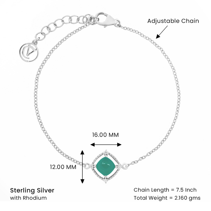 Nature's Splendor: Green Onyx Sugar Loaf and Cubic Zirconia Jewellery Trio with Silver Chain