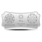 A 50 gm Silver Bar featuring Stylized Lakshmi Ganesha with 999.9 Purity.