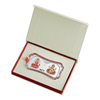 A 100 gm Silver Bar featuring Stylized Lakshmi Ganesha Silver with 999.9 Purity.